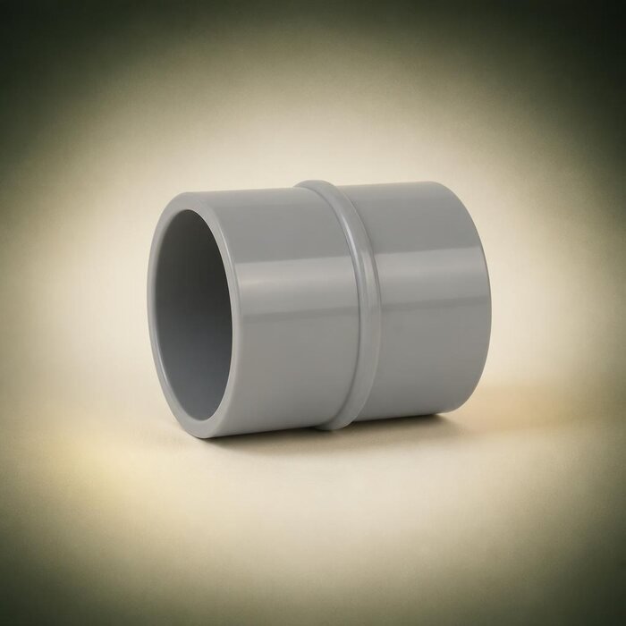 Illustrative concept of a straight PVC pipe coupler