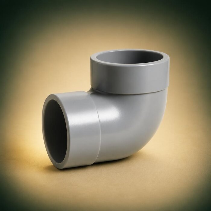 Illustrative concept of a PVC agricultural pipe elbow
