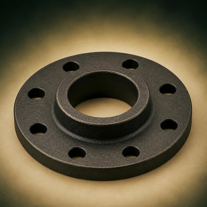 Illustrative concept of a cast-iron pipe flange