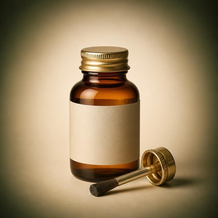 Illustrative concept of a pipe jointing solution bottle and applicator