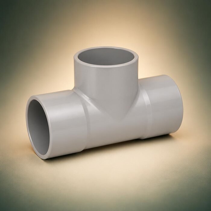 Illustrative concept of a PVC agricultural pipe tee